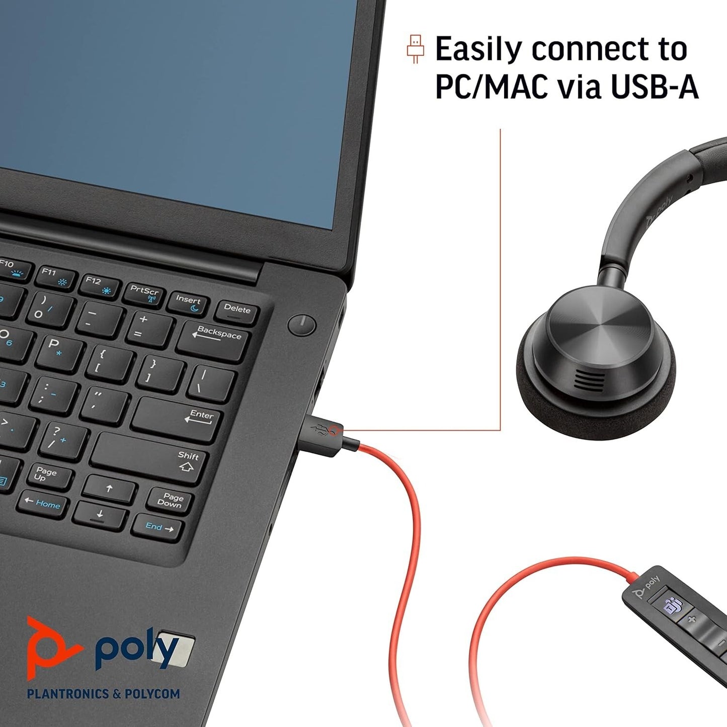 3320-M USB-A Plantronics Blackwire Stereo Headset Black