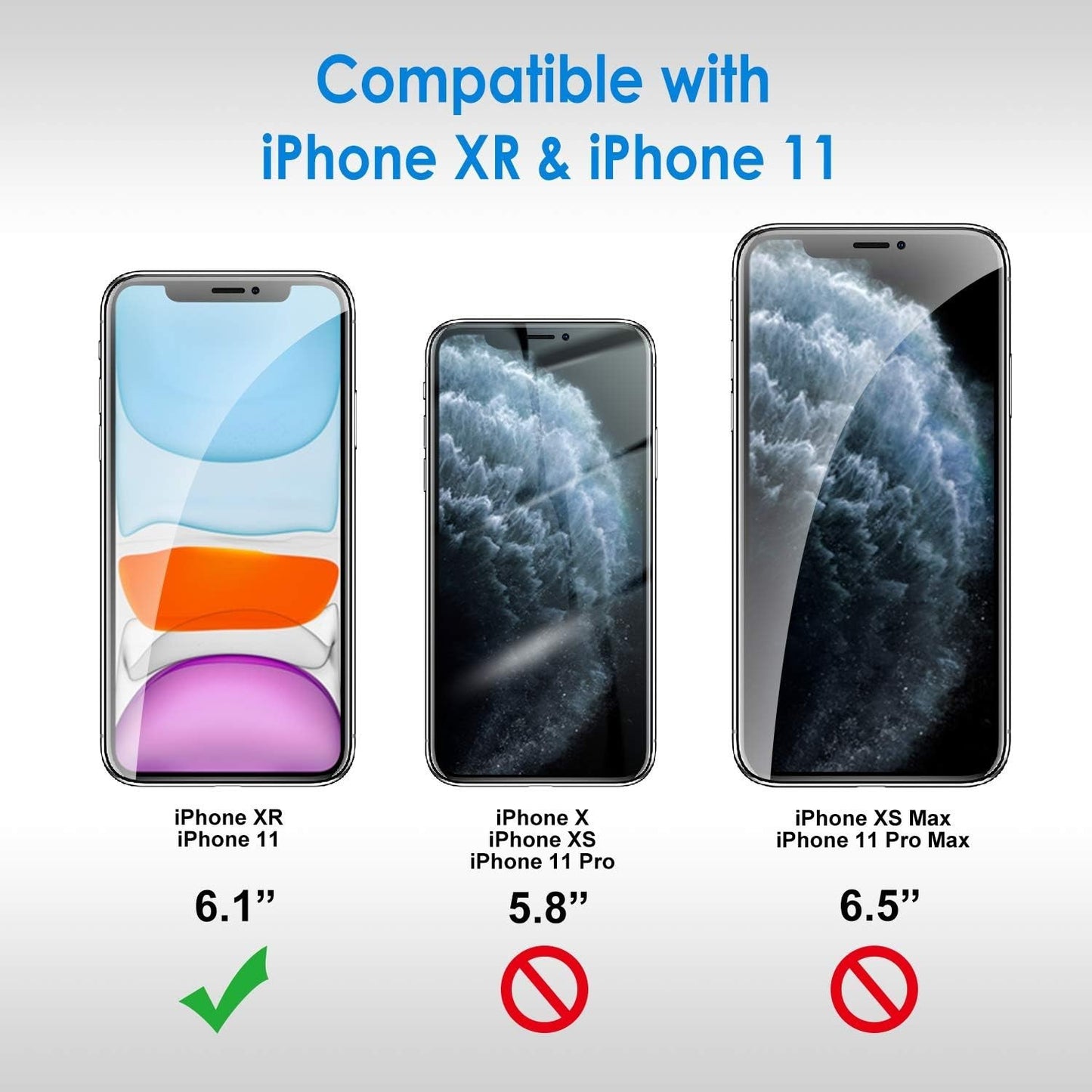 JETech Screen Protector iPhone 11/XR 6.1 Tempered Glass 2-Pack