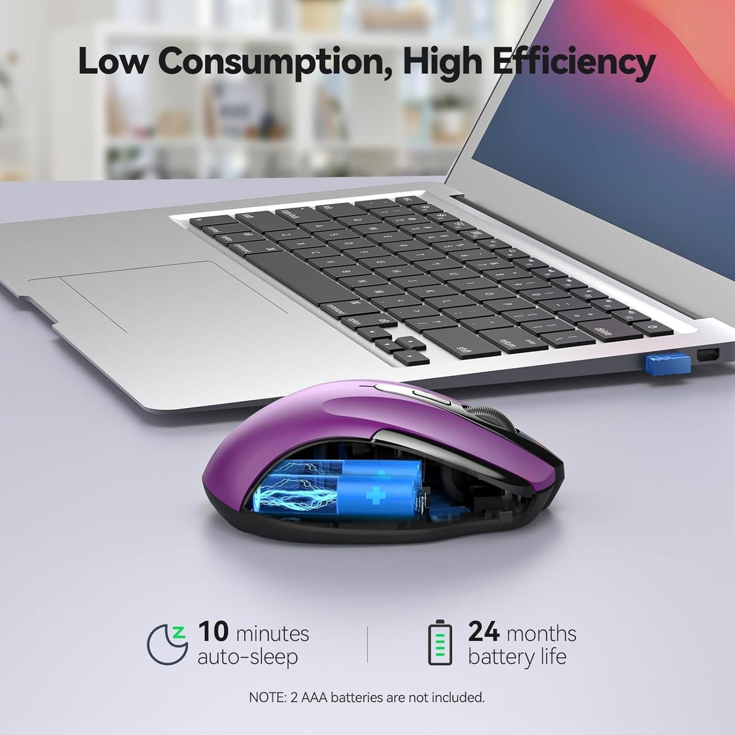 TECKNET Wireless Mouse for Laptop, Silent Mouse Quiet Click, Computer Mouse Wire
