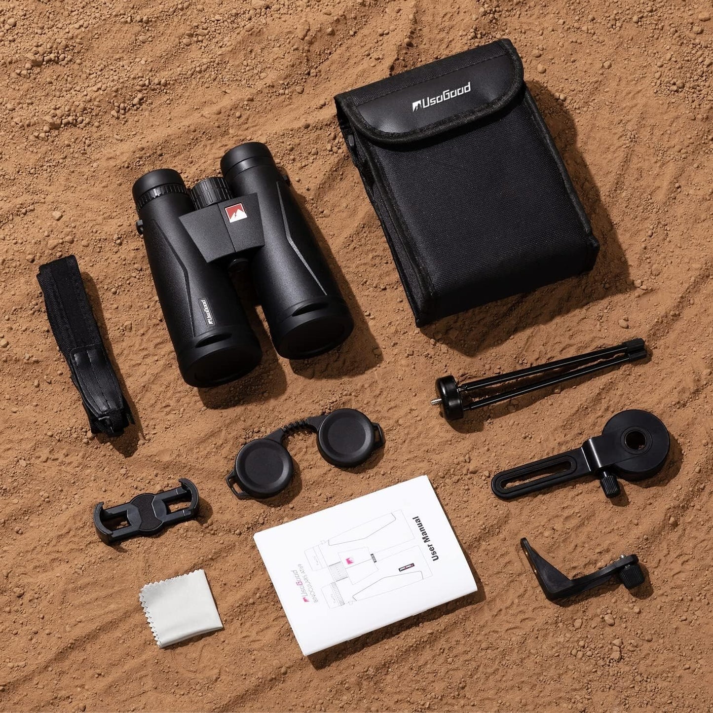 IPX7 Usogood 12x50 HD Binoculars Adults Tripod Phone Adapter Profe