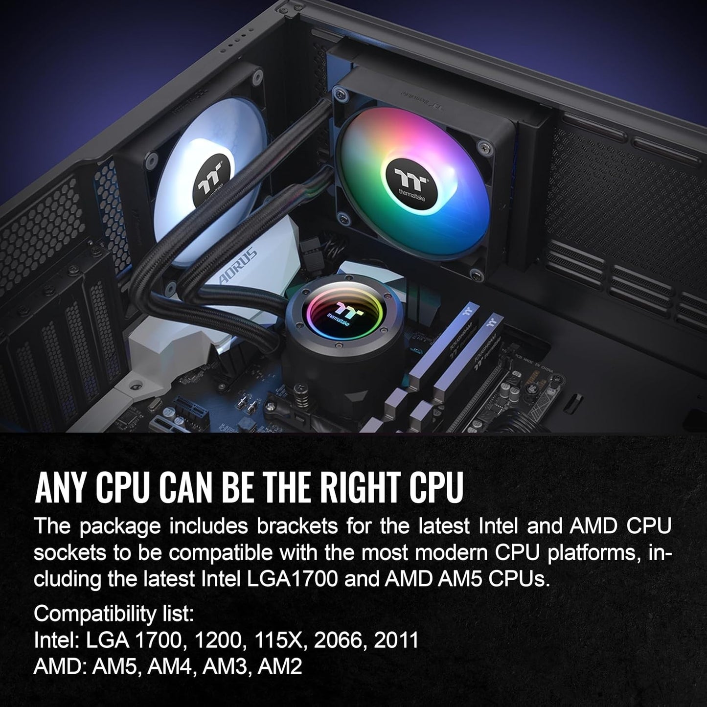 Thermaltake TH120 V2 ARGB 120mm AiO Liquid CPU Cooler - Black