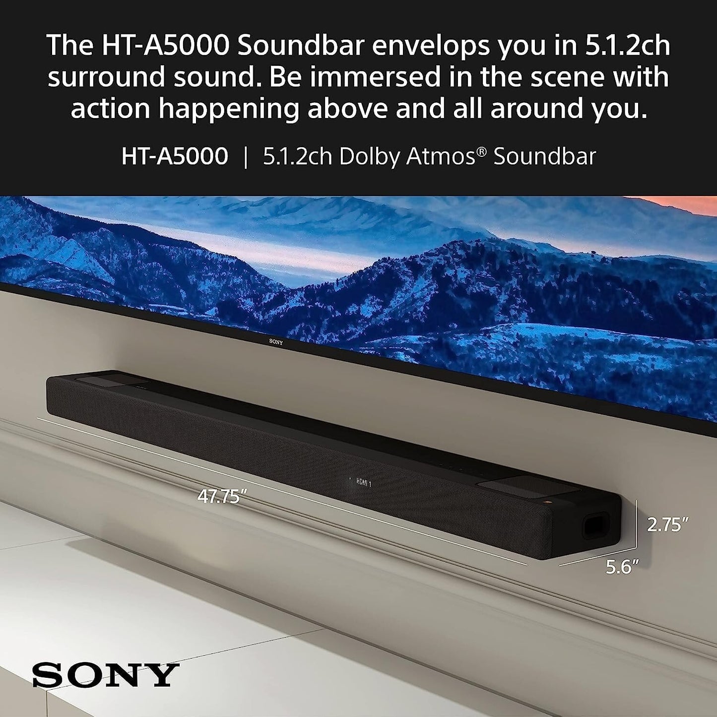 Sony HT-A5000 Dolby Atmos DTS:X 5.1.2ch Wi-Fi  eARC Soundbar Home Theater