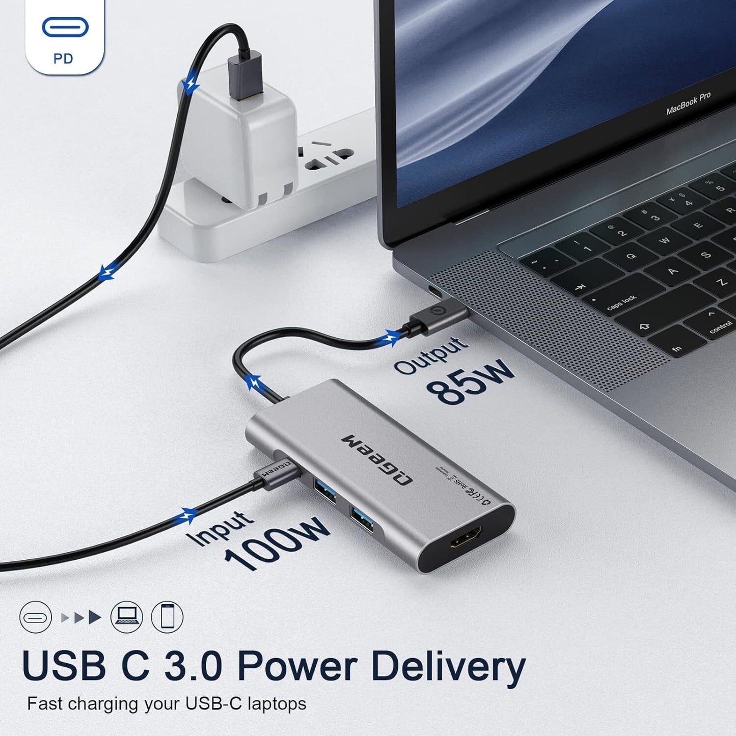 USB USB C Hub C to Adapter 4k 7 in 1 C Dongle w Power Delivery