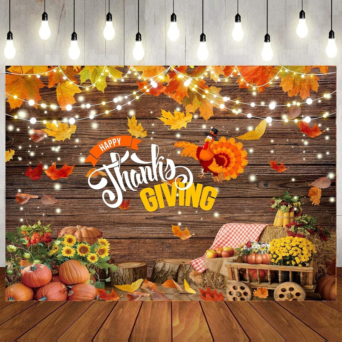 10x8 ft Thanksgiving Backdrop Fall Backdrop Thanksgiving Turkey Pumpkin Autumn