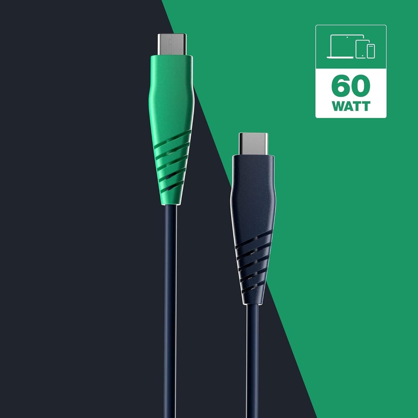 Skullcandy 60W USB-C Cable 4ft Fast Charging for iPad MacBook Samsung Blue