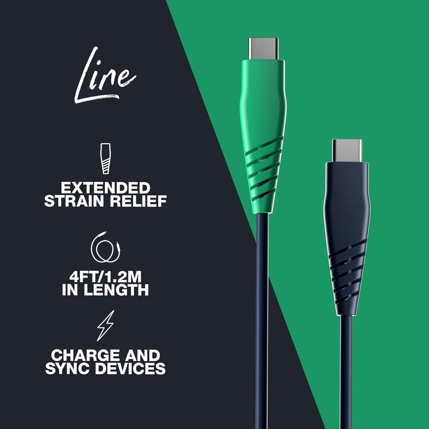 Skullcandy 60W USB-C Cable 4ft Fast Charging for iPad MacBook Samsung Blue
