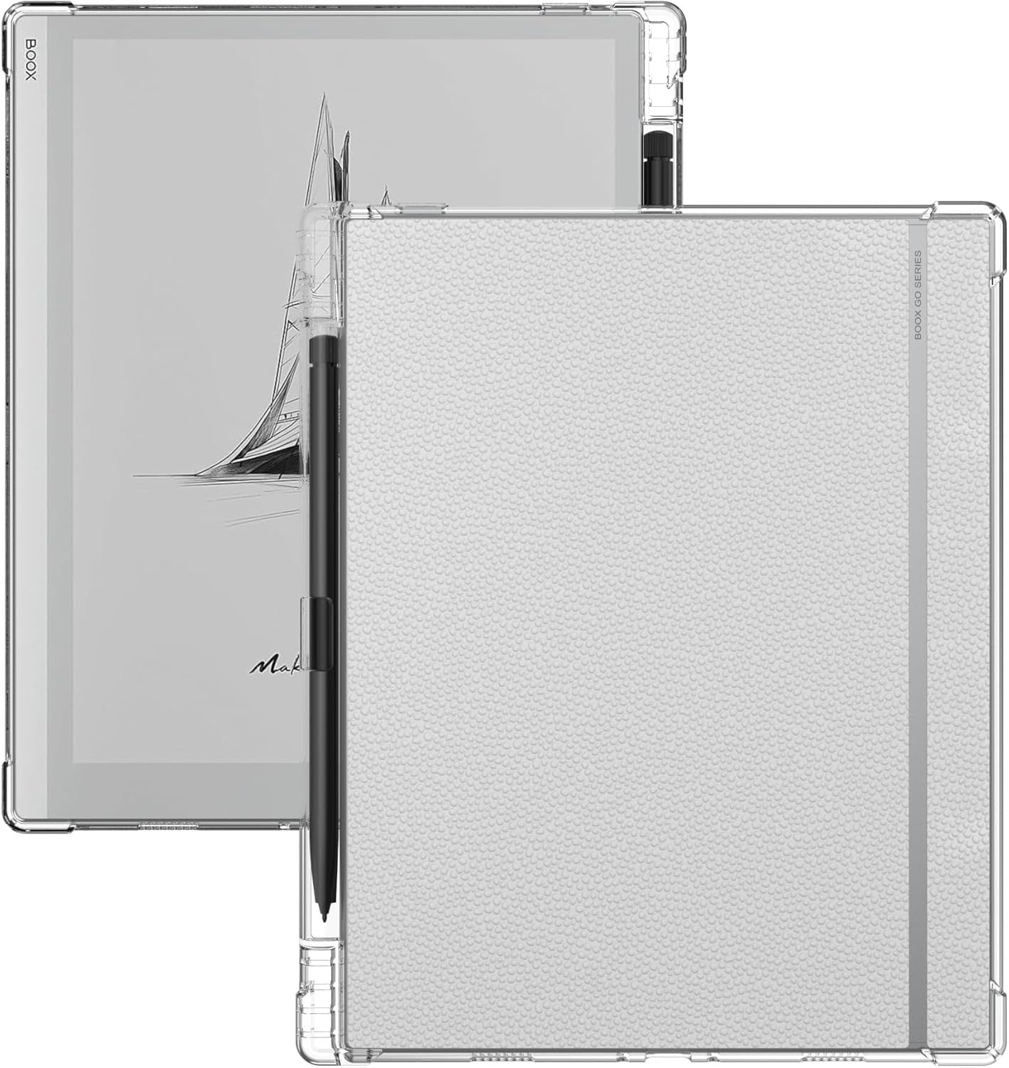 Clear TPU Case for Onyx Boox Go 10.3" 2024 Tablet Slim Lightweight w/ Pen Holder