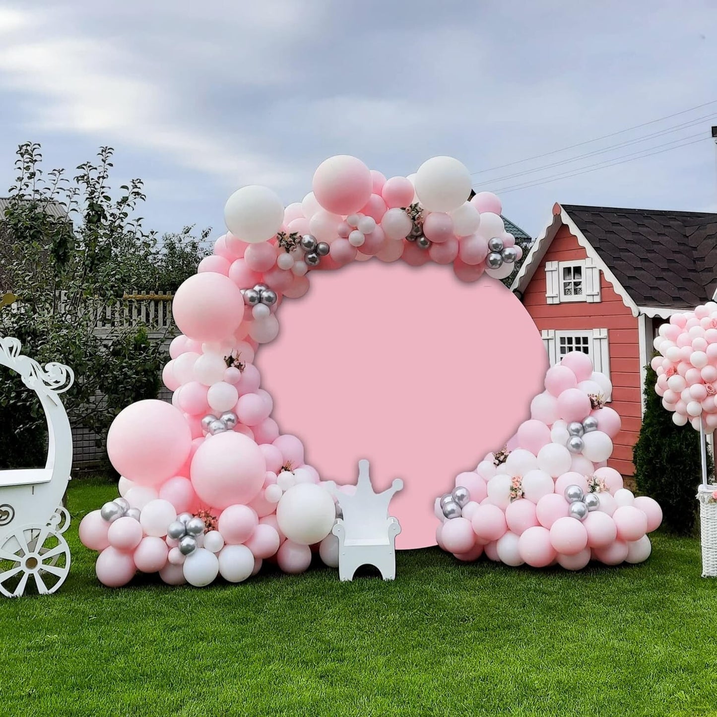 5FT Pink Round Backdrop Cover 7 Circle Photography w 4 Clips