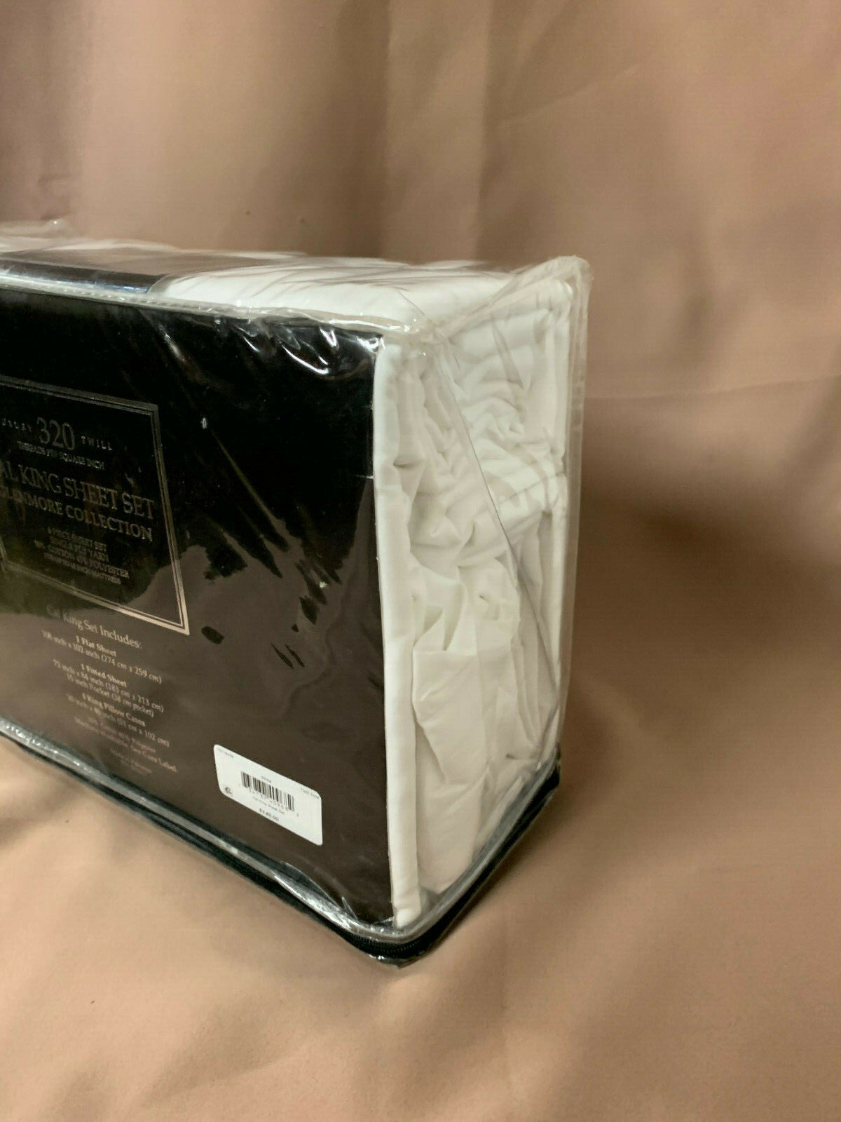 320T 140 Luxury Twill Glenmore Collenction White Cal King Sheet Set 6 Pieces