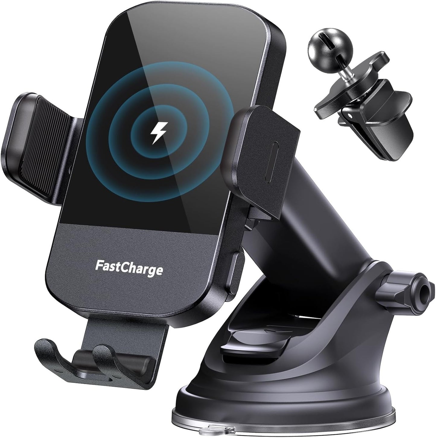 CHGeek 15W Fast Wireless Car Charger – Auto Clamp Holder – iPhone/Samsung Black