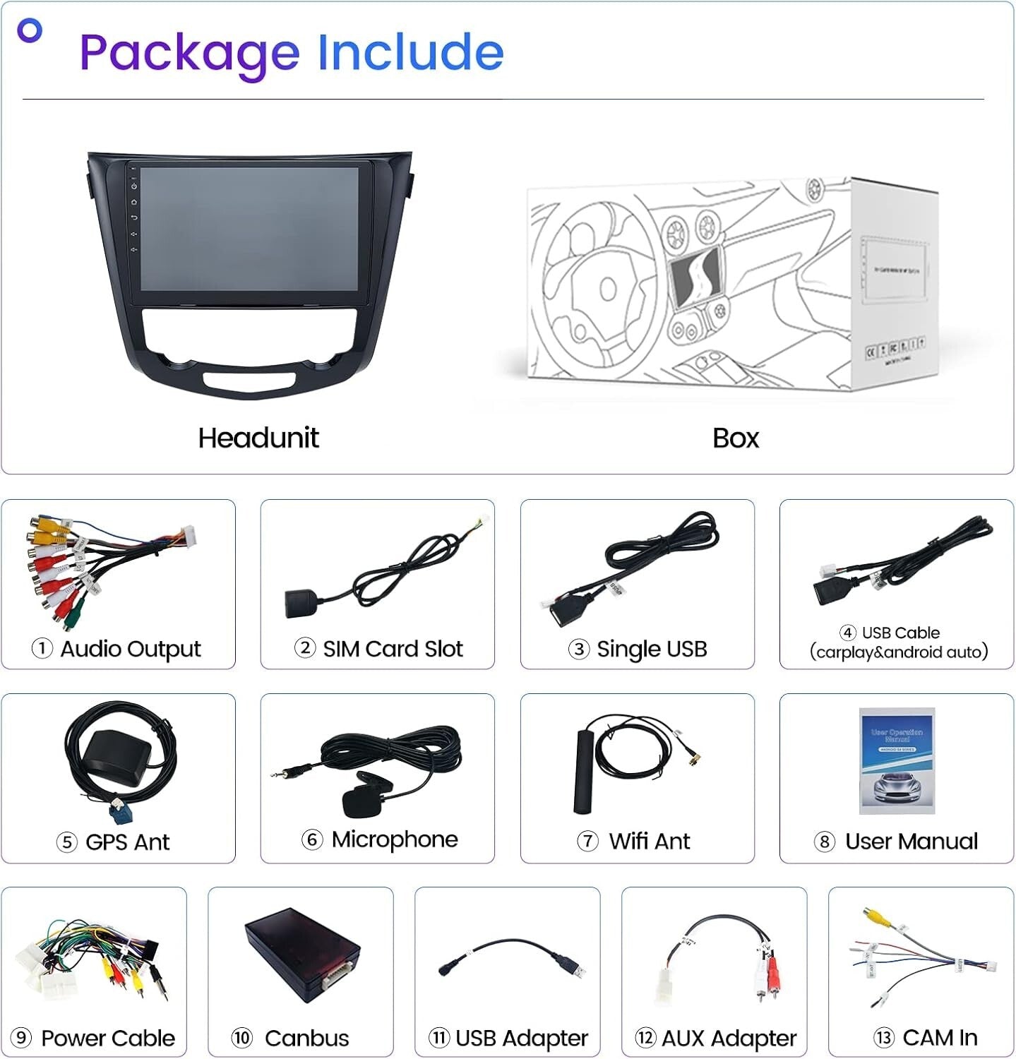 Roadanvi HD 102 8G Android Car Stereo Carplay Android BT Touch Screen