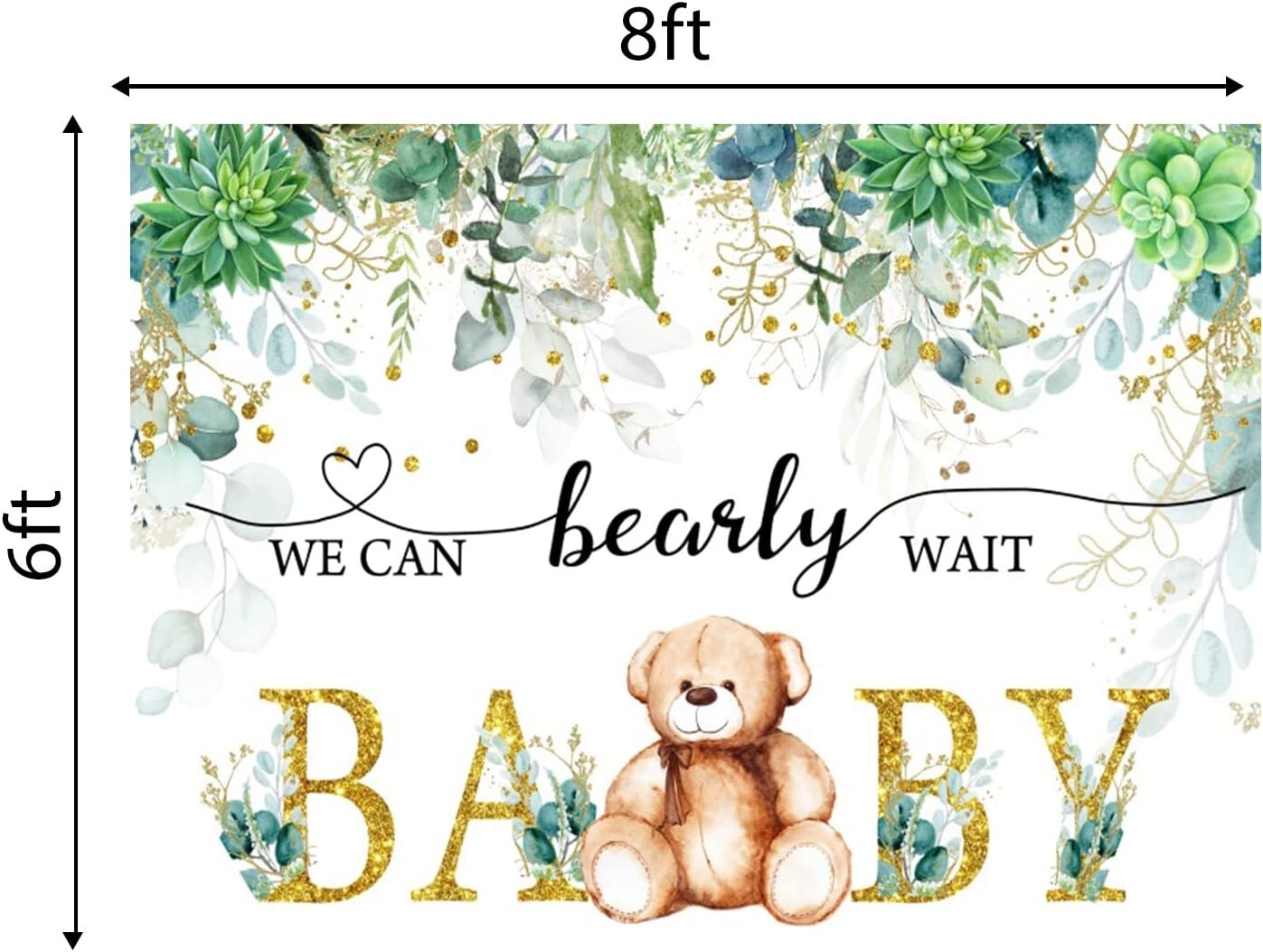 Bear Gender Reveal Backdrop We can Bearly Wait Baby Shower Decoration 8x6 ft