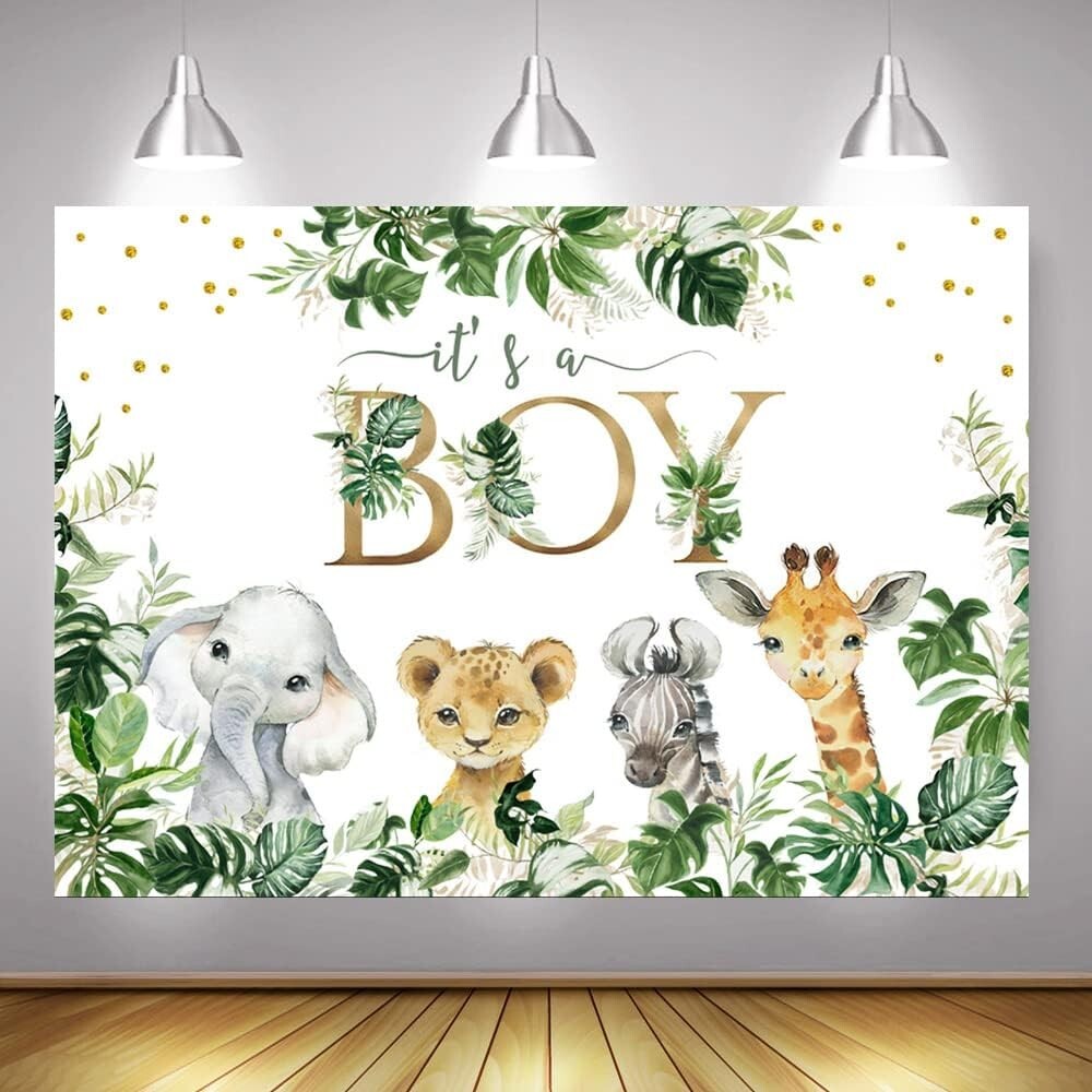 Safari Backdrop Its Boy Jungle Animals Baby Shower Newborn Baby Party 7x5 ft