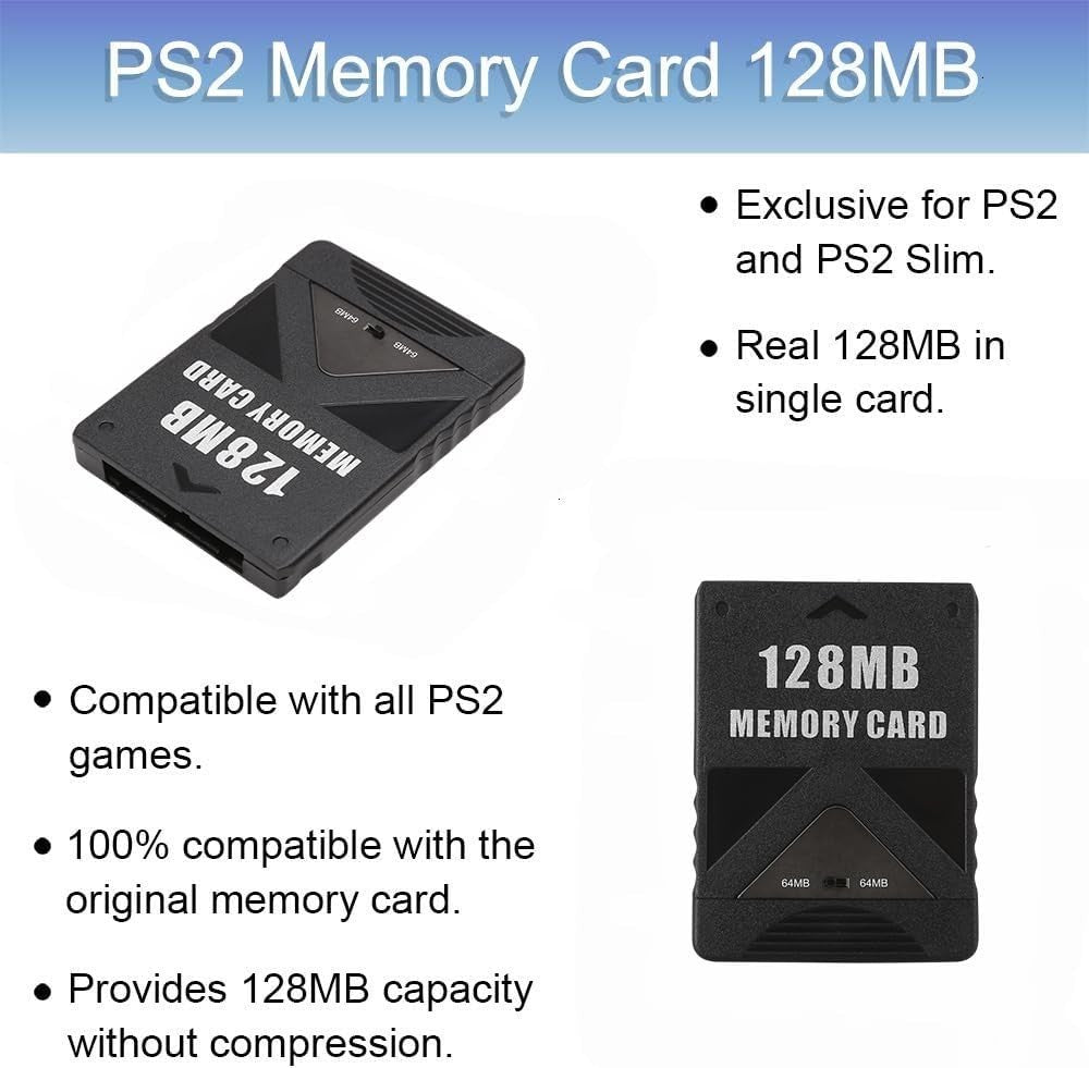 TPFOON 2pcs Pack 128MB High Speed Game Memory Card Comp. w/ Sony Playstation 2