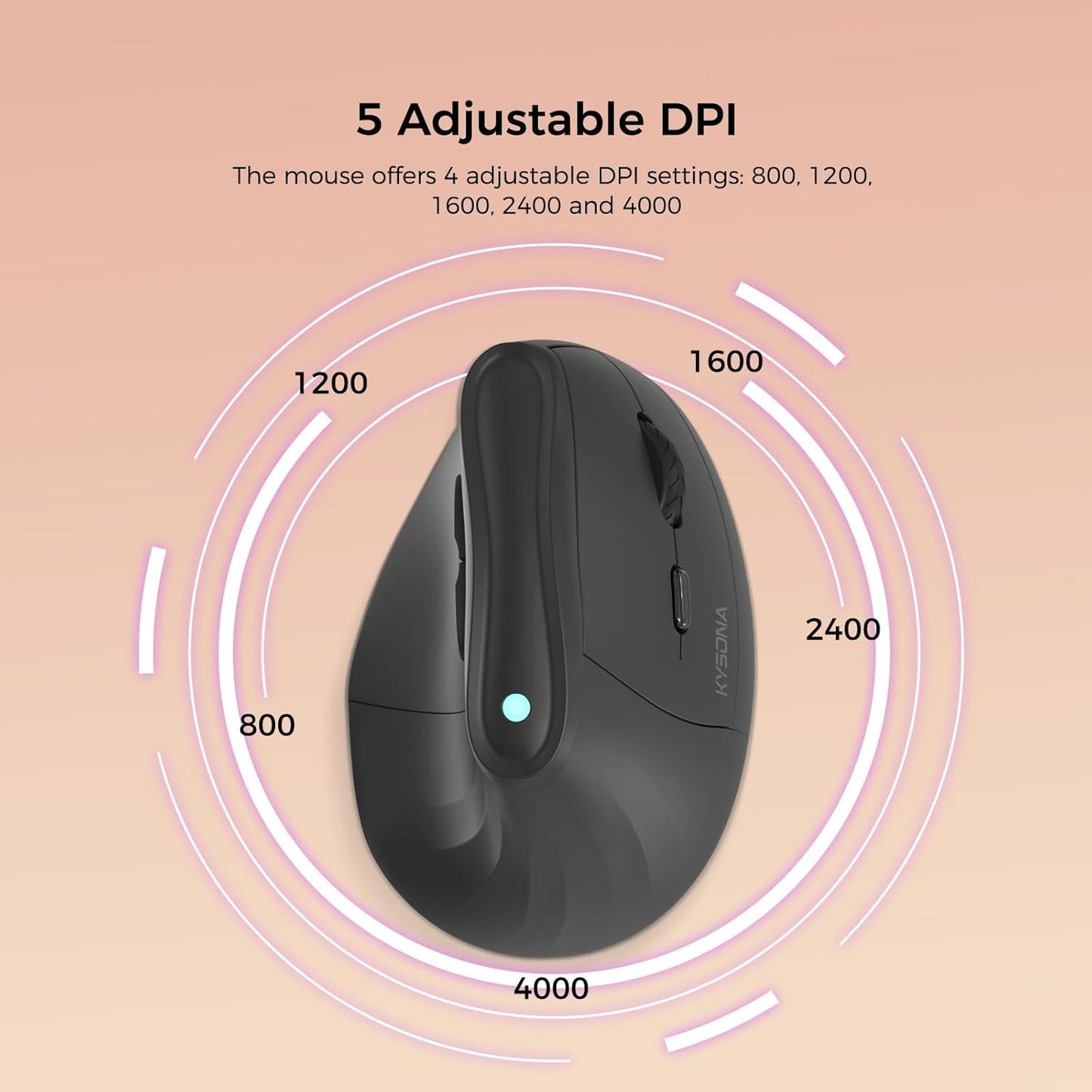 Wireless Ergo Tower Mouse – 57° Vertical, BT/2.4G, 4000 DPI, Mac/PC Compatible