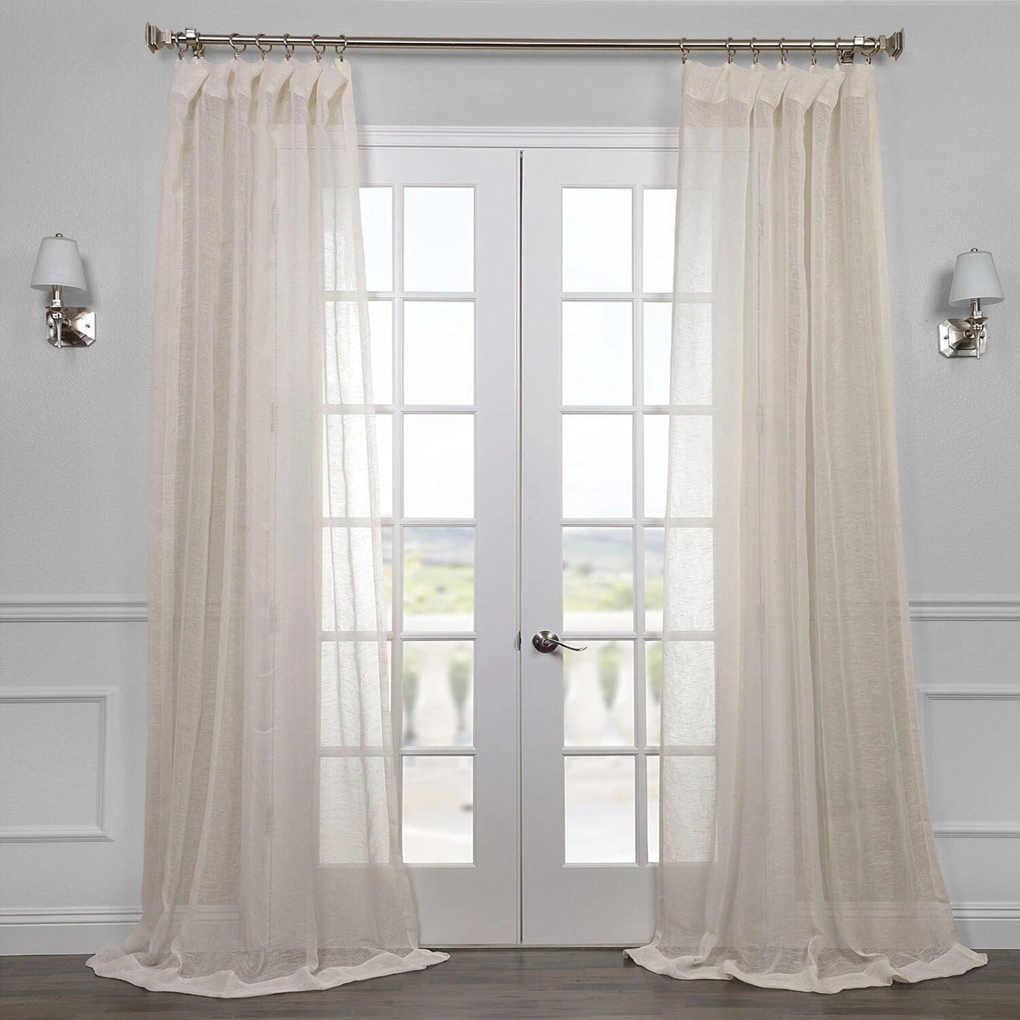 SHLNCH-J0105-108 Half Price Drapes Linen Sheer Curtain Open Weave Cream