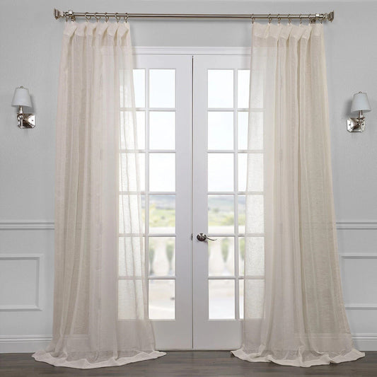 SHLNCH-J0105-108 Half Price Drapes Linen Sheer Curtain Open Weave Cream