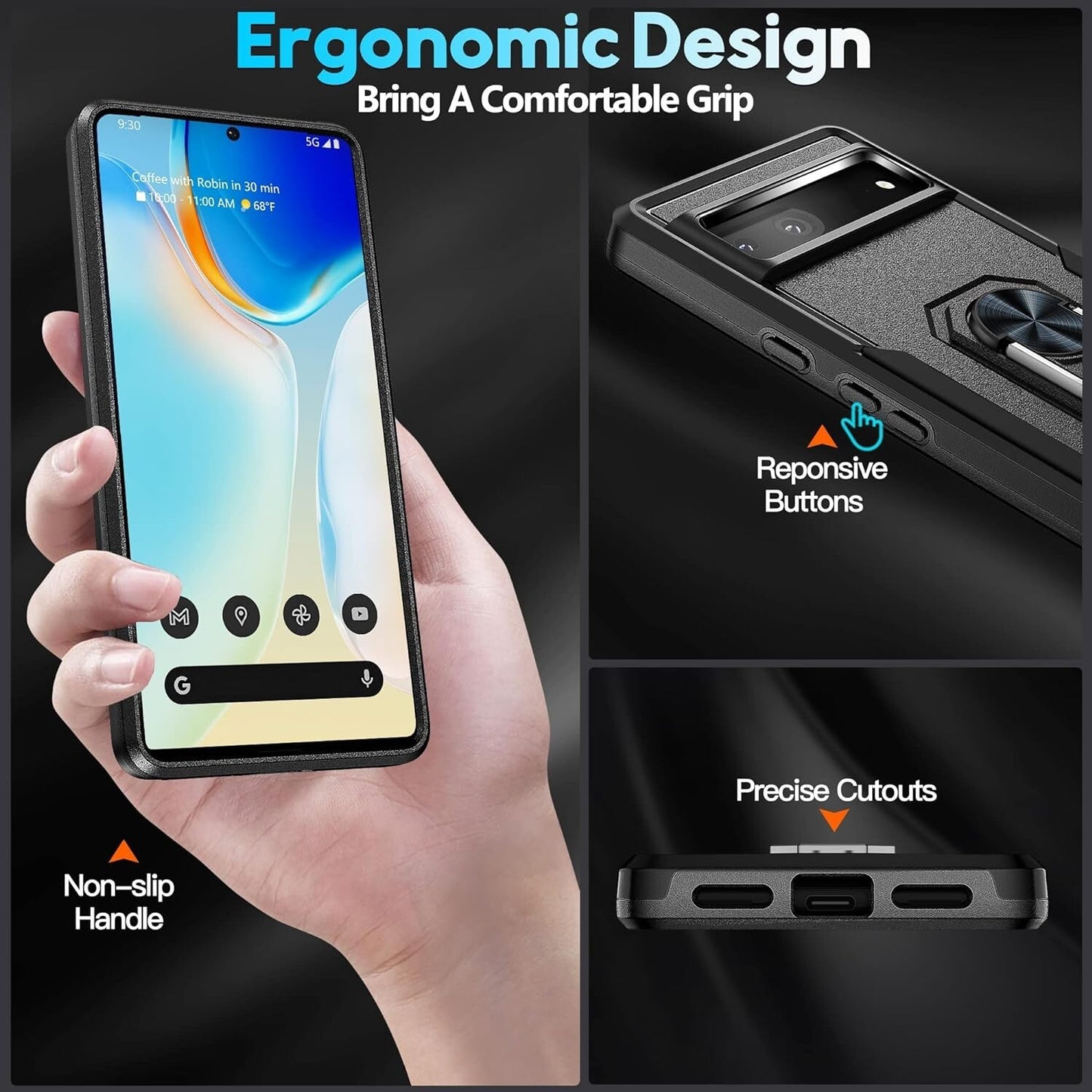 360 jaroco 4 in 1 Google Pixel 7 Rotate Ring Kickstand Military Shockpr
