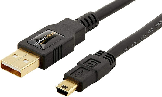 USB 20 Cable AMale to MiniB Cord 6 Feet 18 Meters Black 1Pack