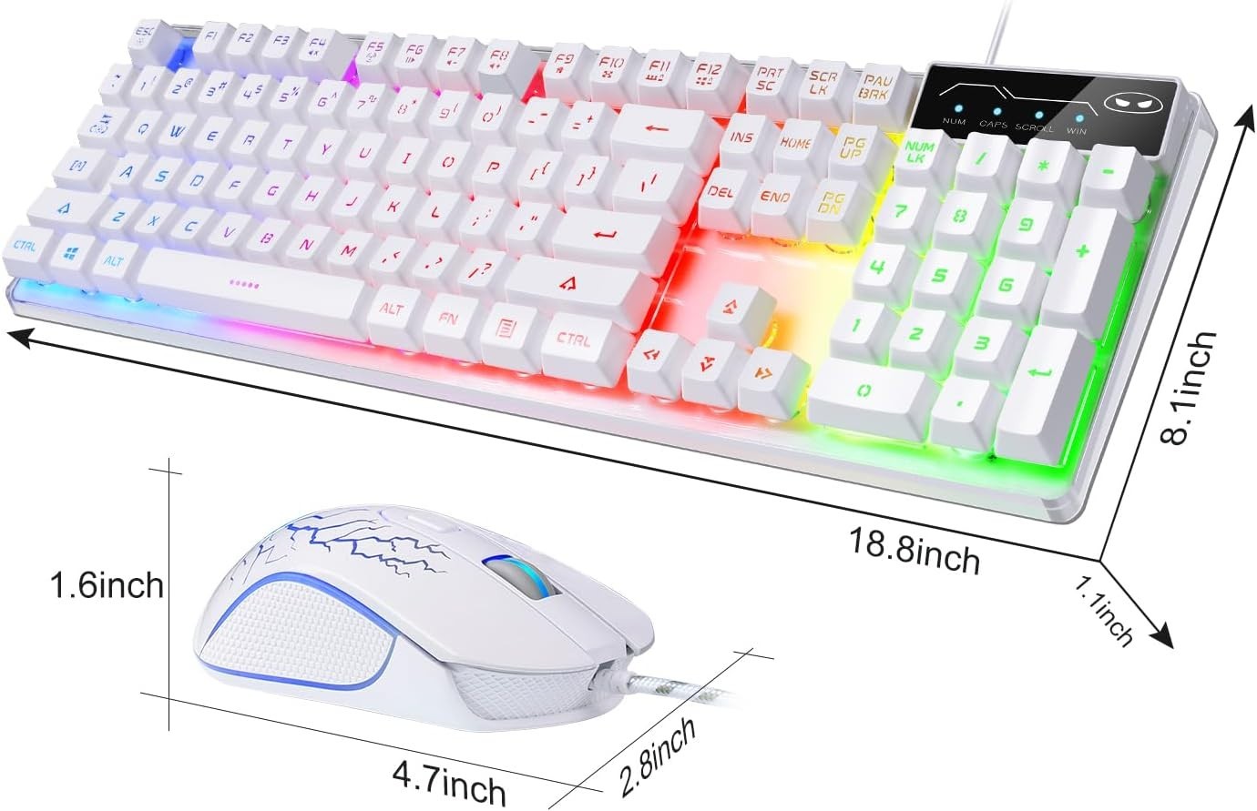 Gaming Keyboard and Mouse Combo, K1 RGB LED Backlit Keyboard with 104 Key for PC