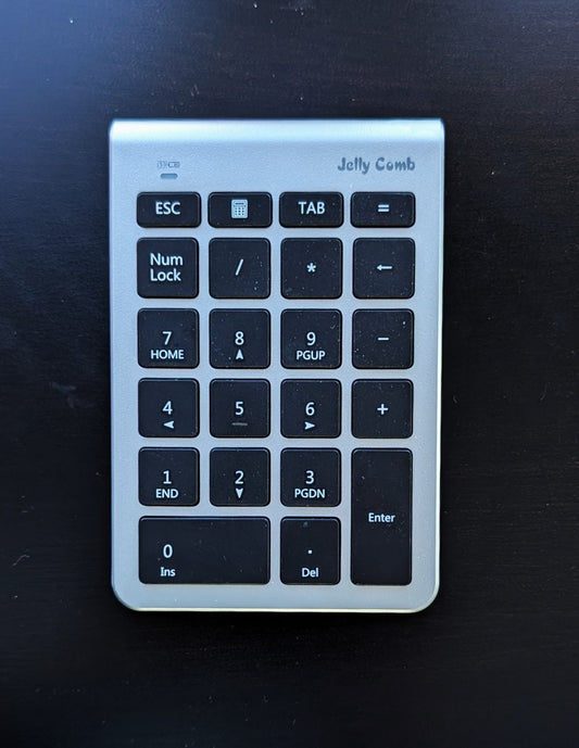 Jelly Comb Wireless Number Pad 22-Key USB 2.4GHz Keypad, Silver - No Dongle
