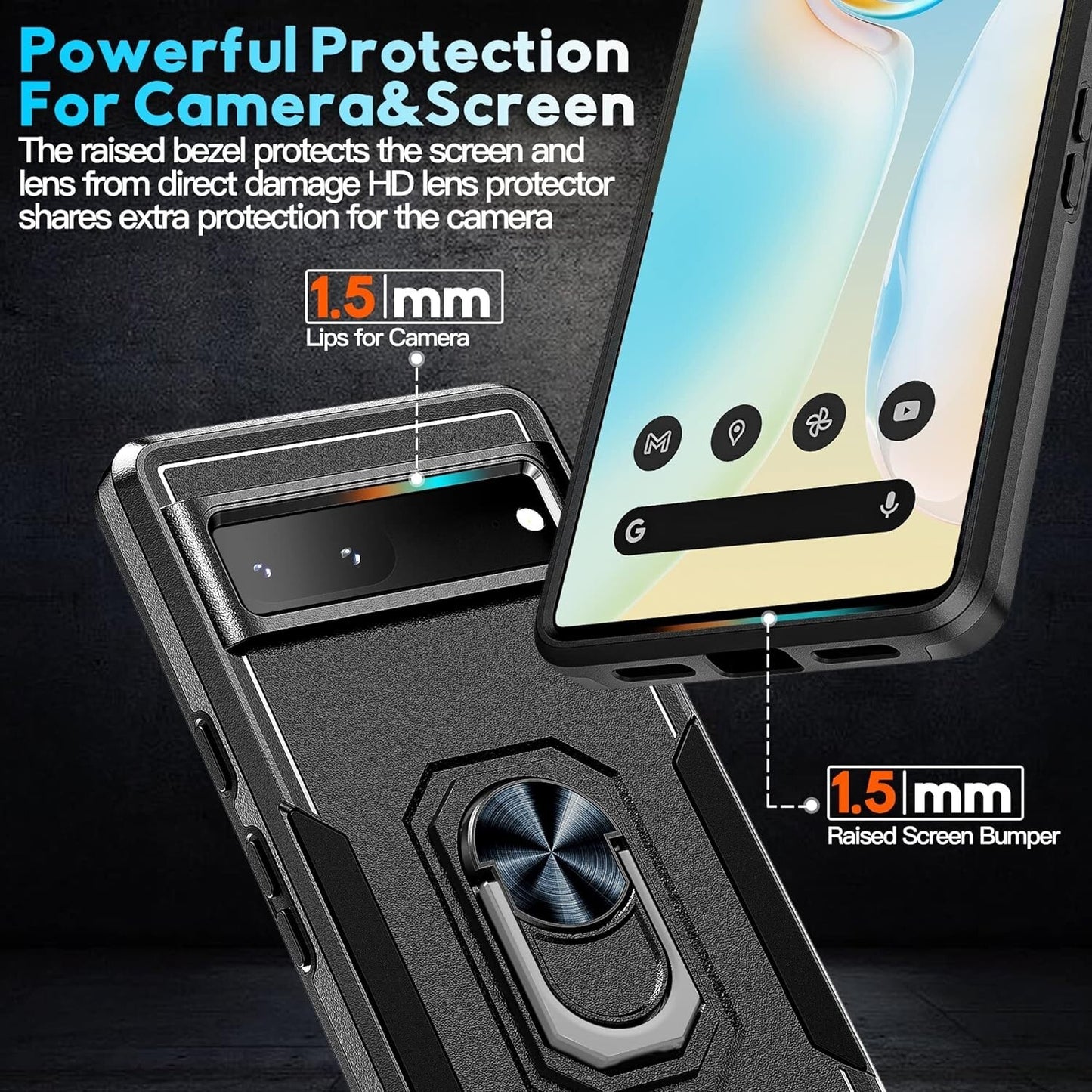 360 jaroco 4 in 1 Google Pixel 7 Rotate Ring Kickstand Military Shockpr