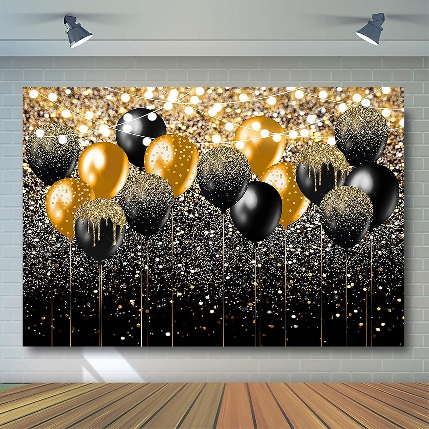 Backdrop BlackGold Glitter Birthday Wedding Prom Graduation Photography 7x5ft