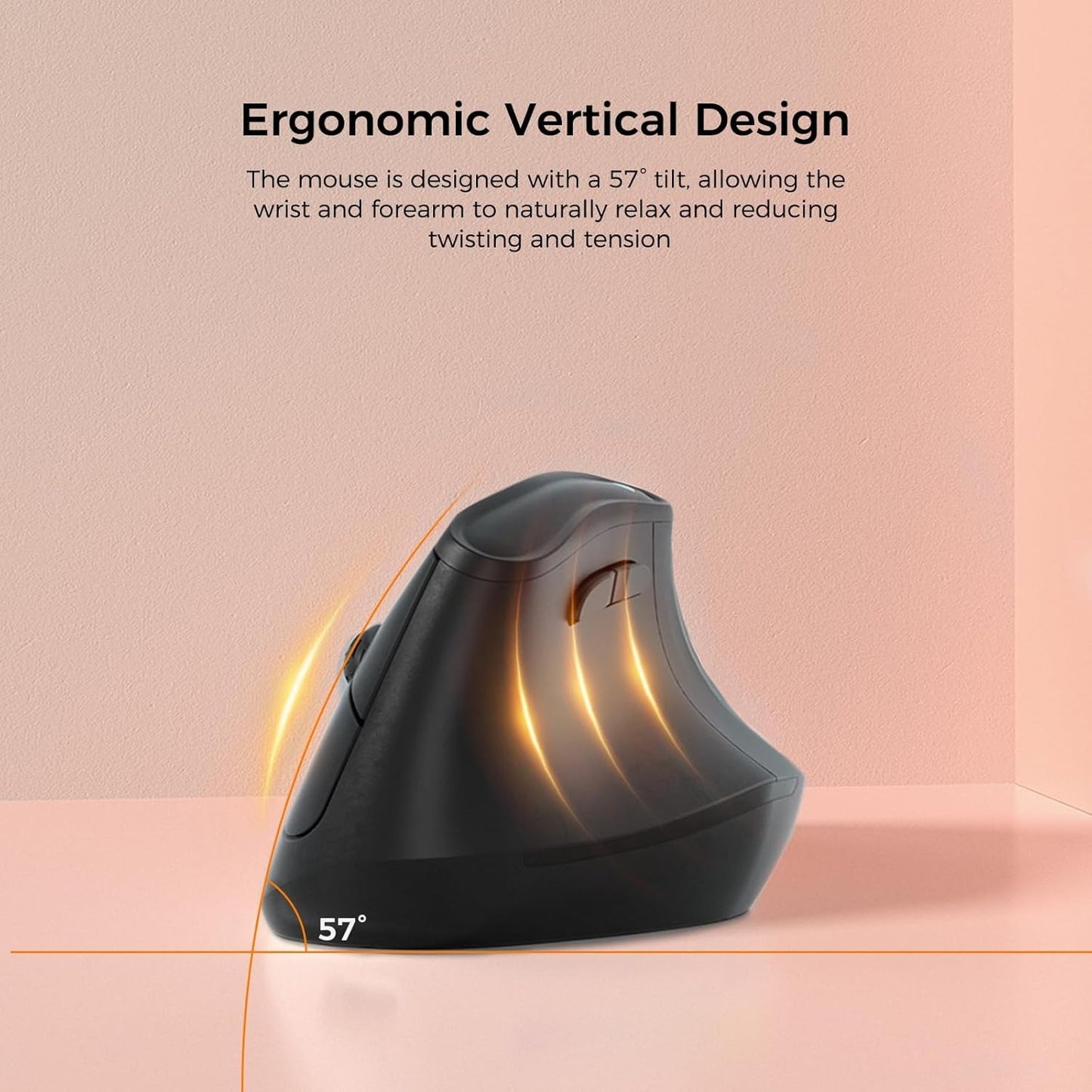Wireless Ergo Tower Mouse – 57° Vertical, BT/2.4G, 4000 DPI, Mac/PC Compatible