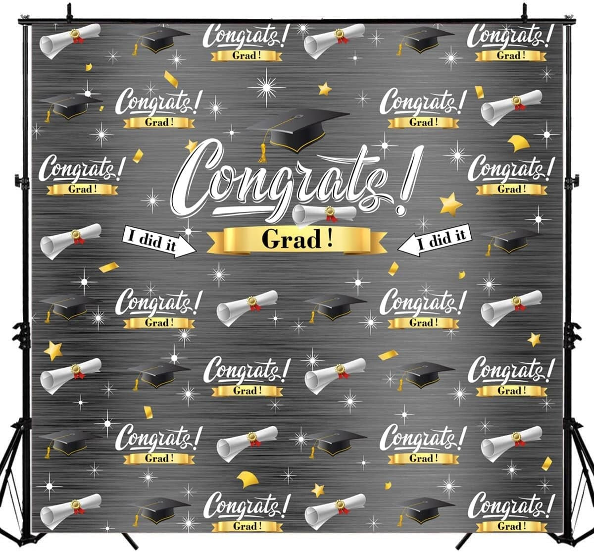 2023 Lofaris Graduation Backdrop Class of Grey Silvery Shinning Star Congradulat
