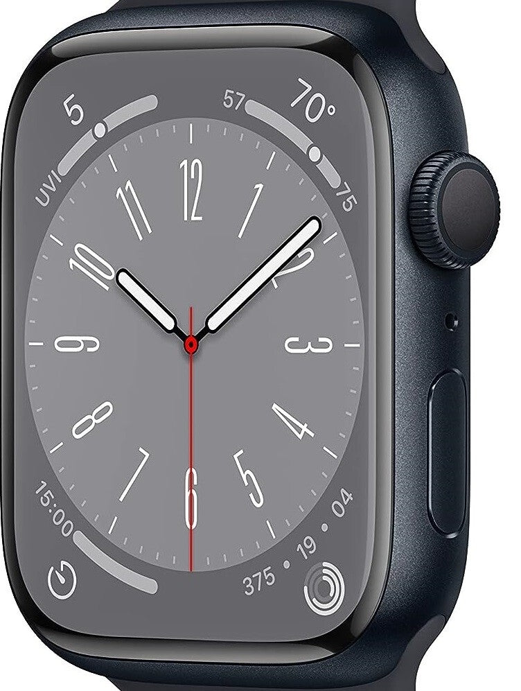 Apple Watch Series 8 GPS 45mm – Midnight Aluminum, Fitness, Blood Oxygen, Retina