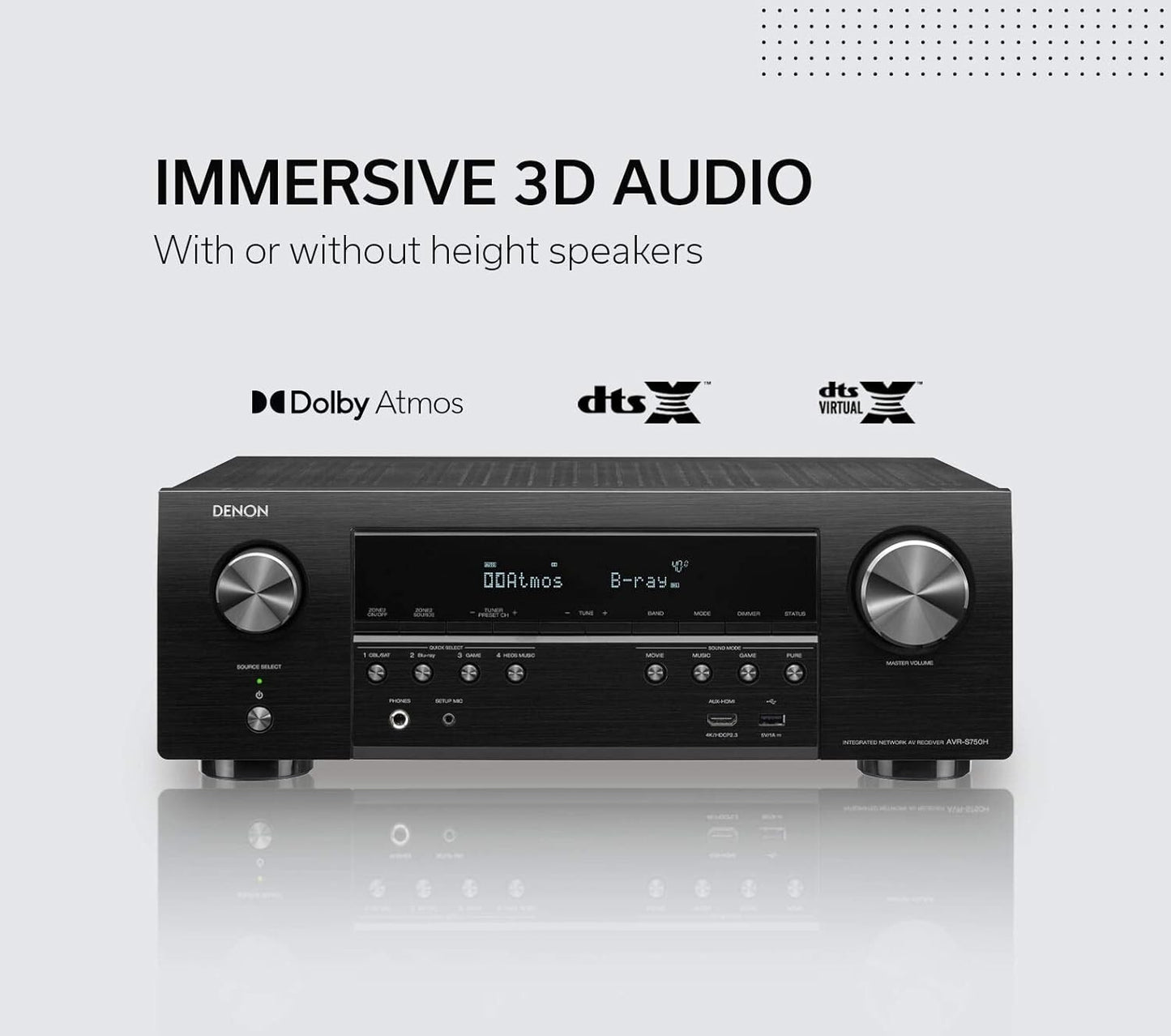 Denon AVR-S750H 7.2 Ch 165W 4K UHD AV Receiver Home Theater Surround
