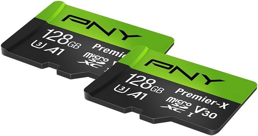 PNY Premier-X 128GB microSDXC Flash Memory Card U3 V30 A1 100MB/s 2 Pack