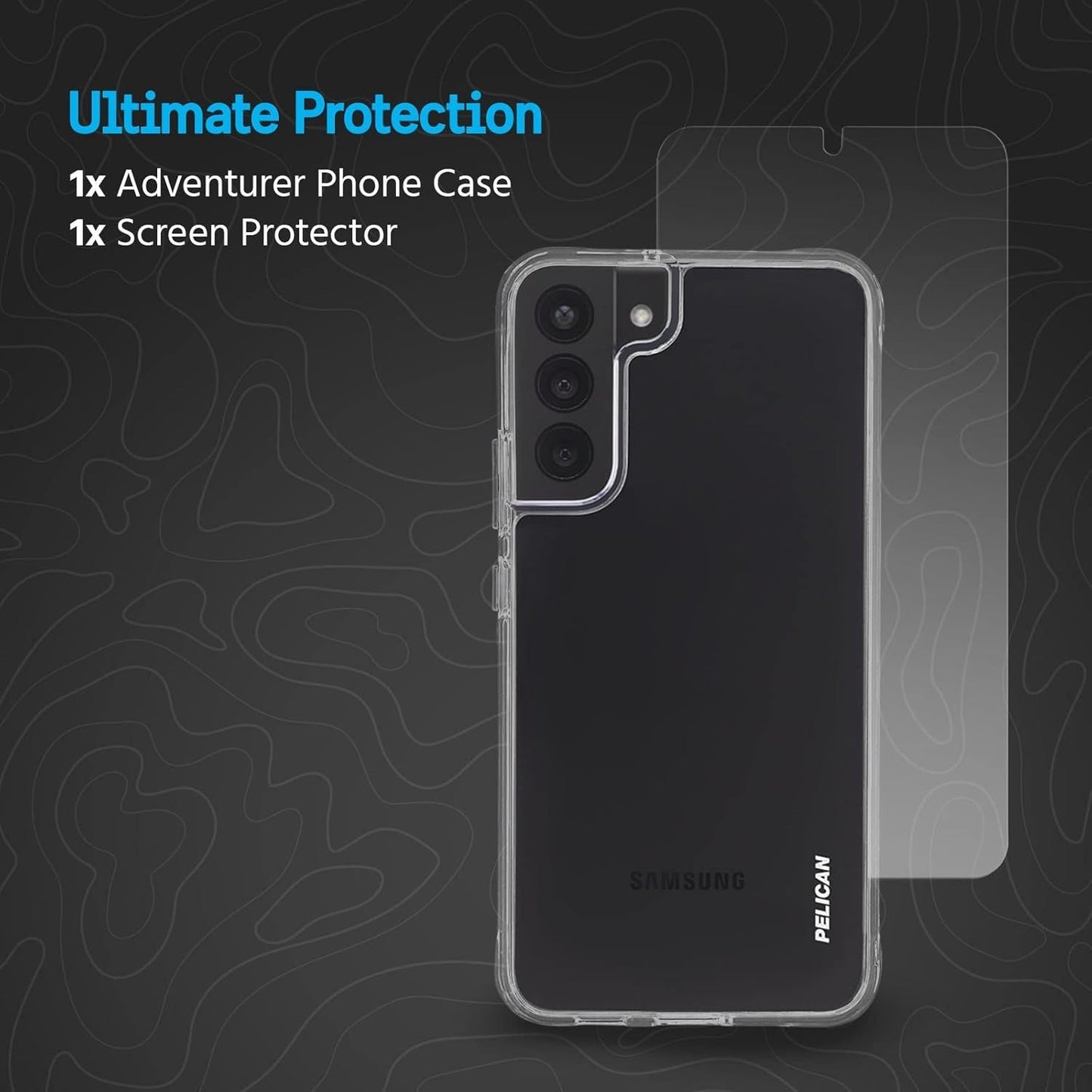 Pelican Clear Case w/ Screen Protector for Samsung Galaxy S22 5G – 10FT Drop