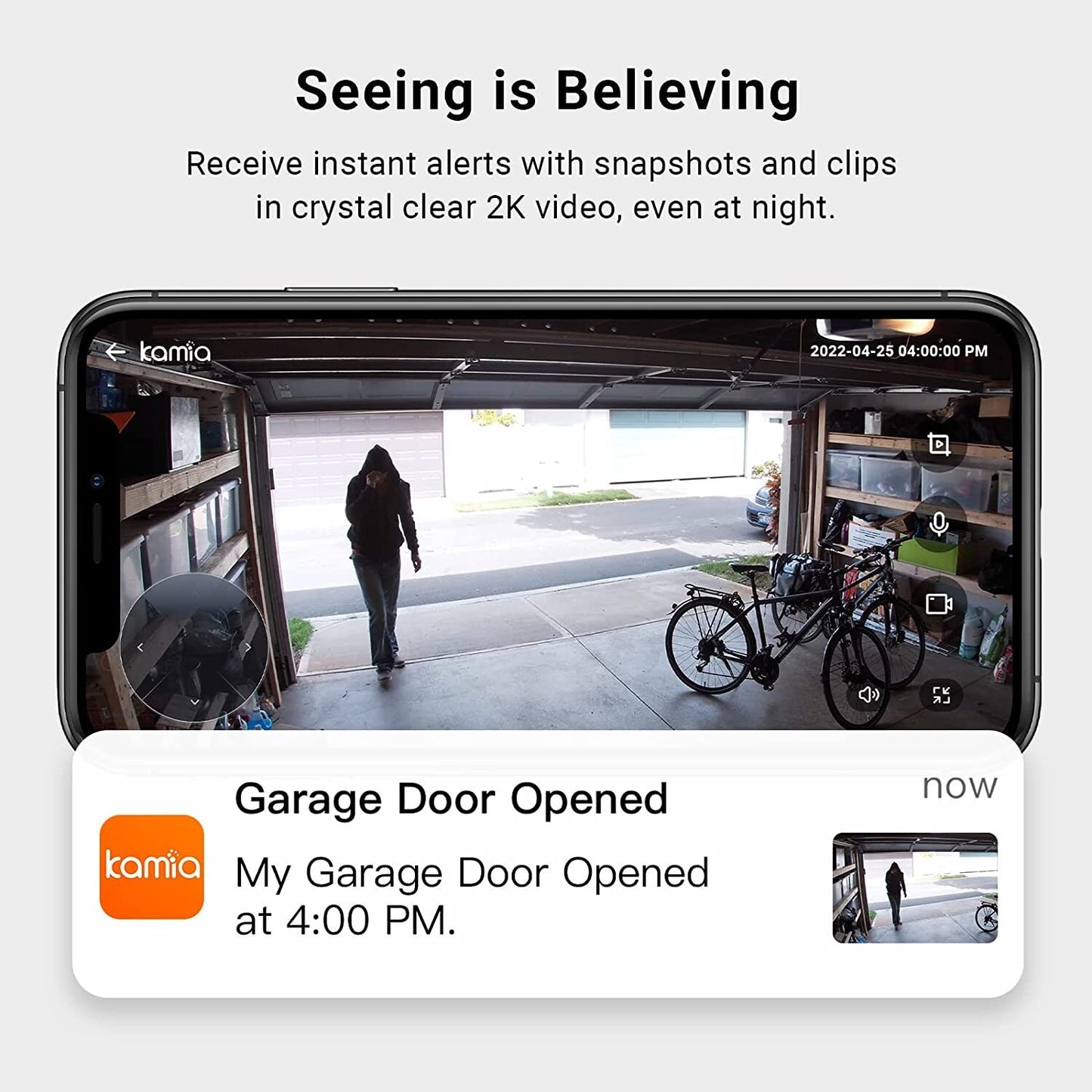 KAMIA Smart Garage Door Sensor w 2K WiFi Cam 2Door OpenCloseLeftOpen Alert