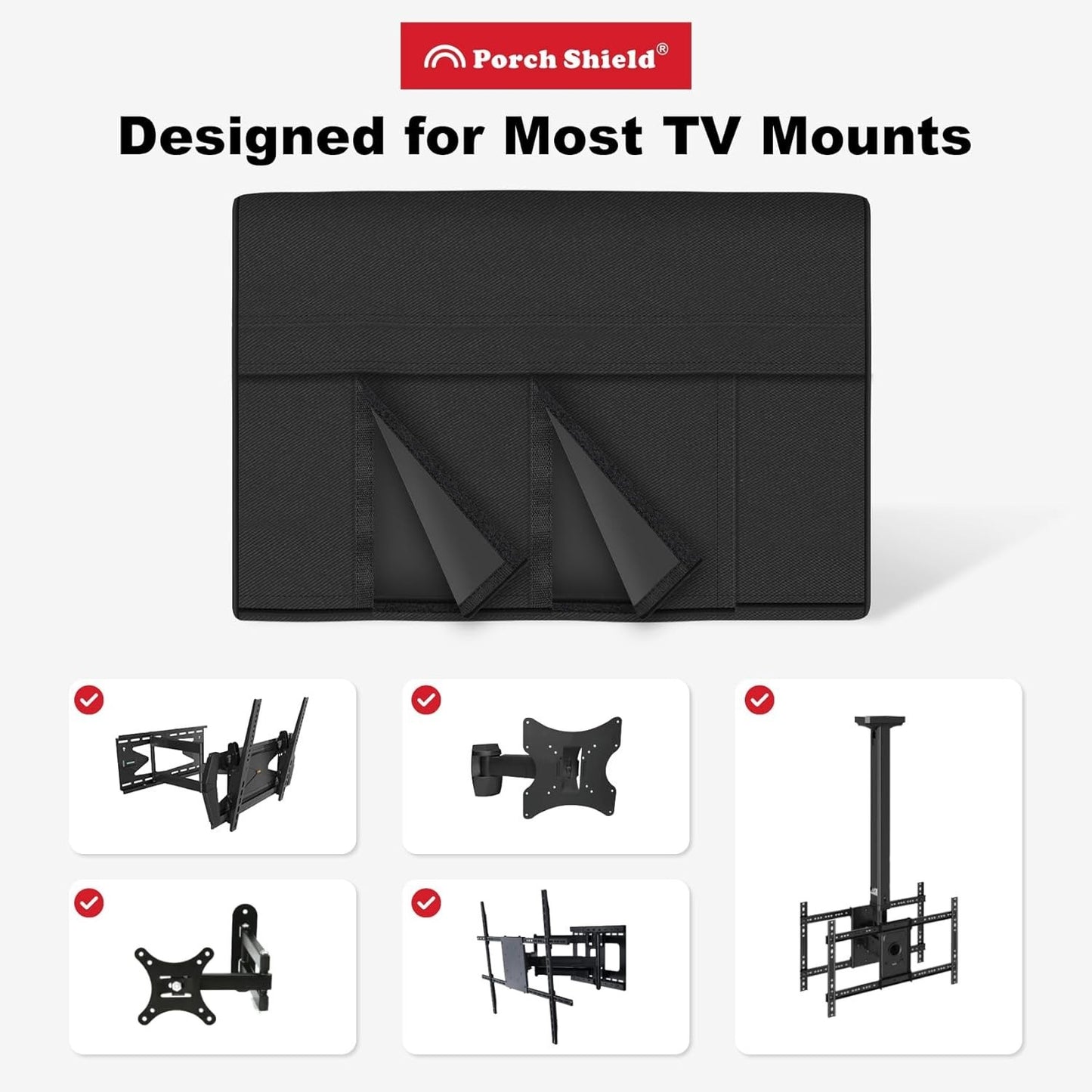 Porch Shield Outdoor TV Cover 34–39" Weatherproof Protector – Black