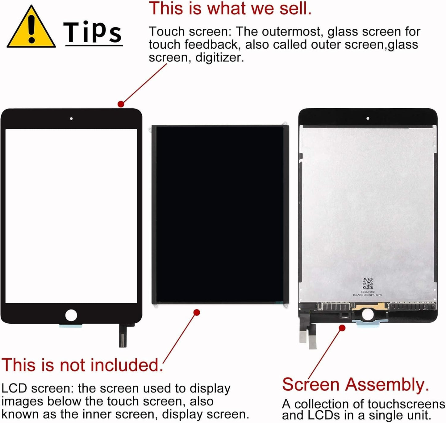 A-MIND iPad Mini 4 A1538 A1550 Touch Screen Digitizer Replacement Black w/Tools