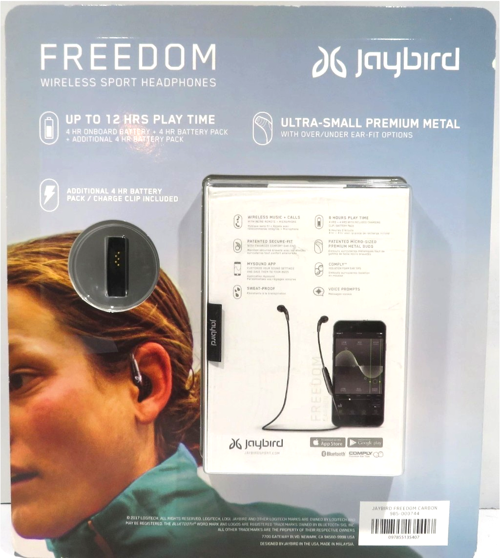 Jaybird Freedom Sport Headphones – Wireless, Black, Sweatproof