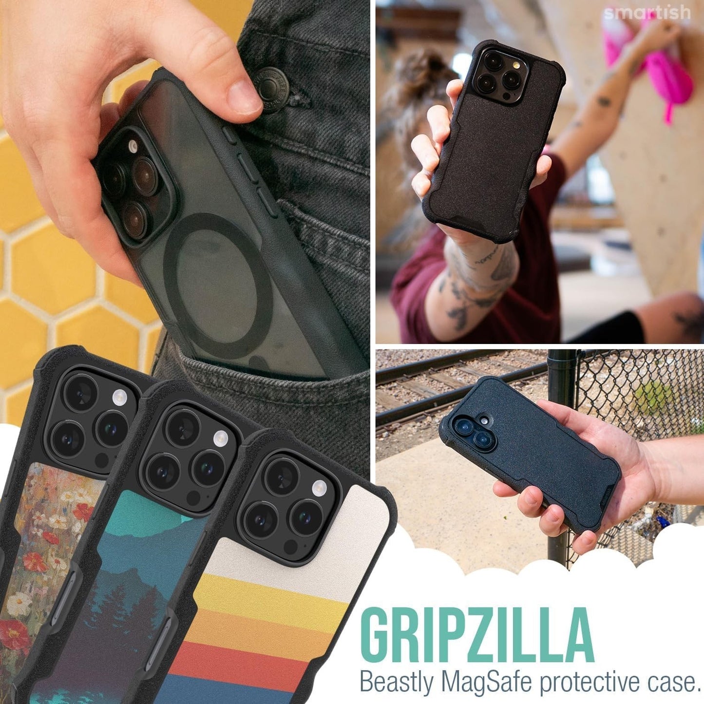 Smartish® iPhone 16 Pro Protective Magnetic Case - Gripzilla Compatible with Mag