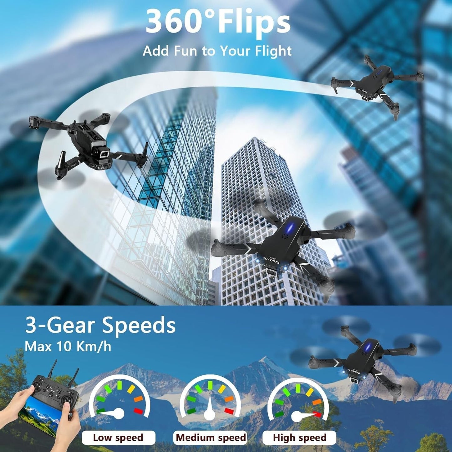 1080P FPV Mini Drone Camera Adults Kids Wifi Camera Drone 3 Batte
