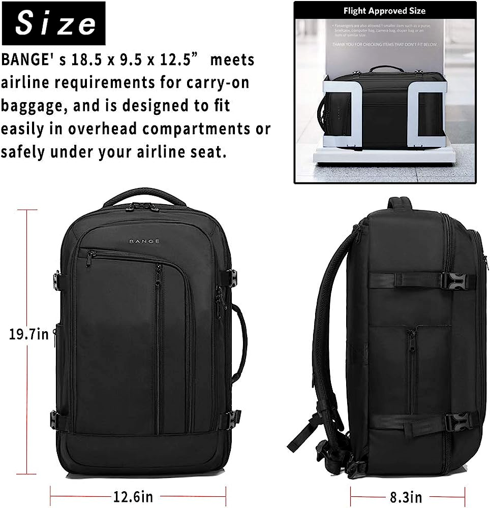BANGE 40- Travel Overnight Backpack Liter Flight Approved Weekender Bag Carry