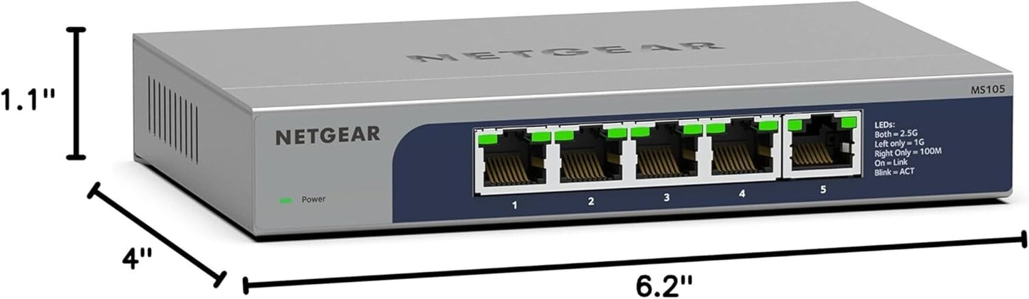 MS105 Netgear 5port MultiGigabit 125G Ethernet Unmanaged Switch