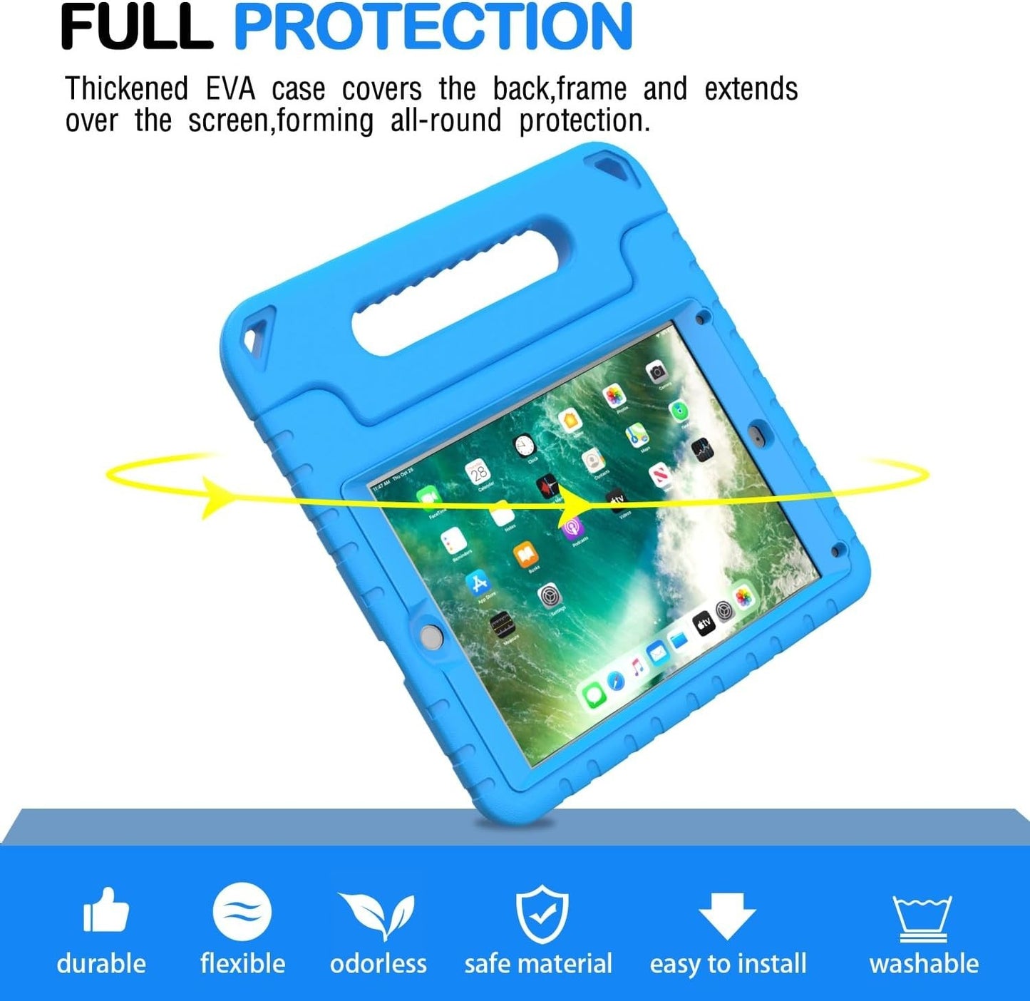 AVAWO Shockproof Foam Case for iPad 9.7″ (2017/2018/Air 2) with Built‑in Screen