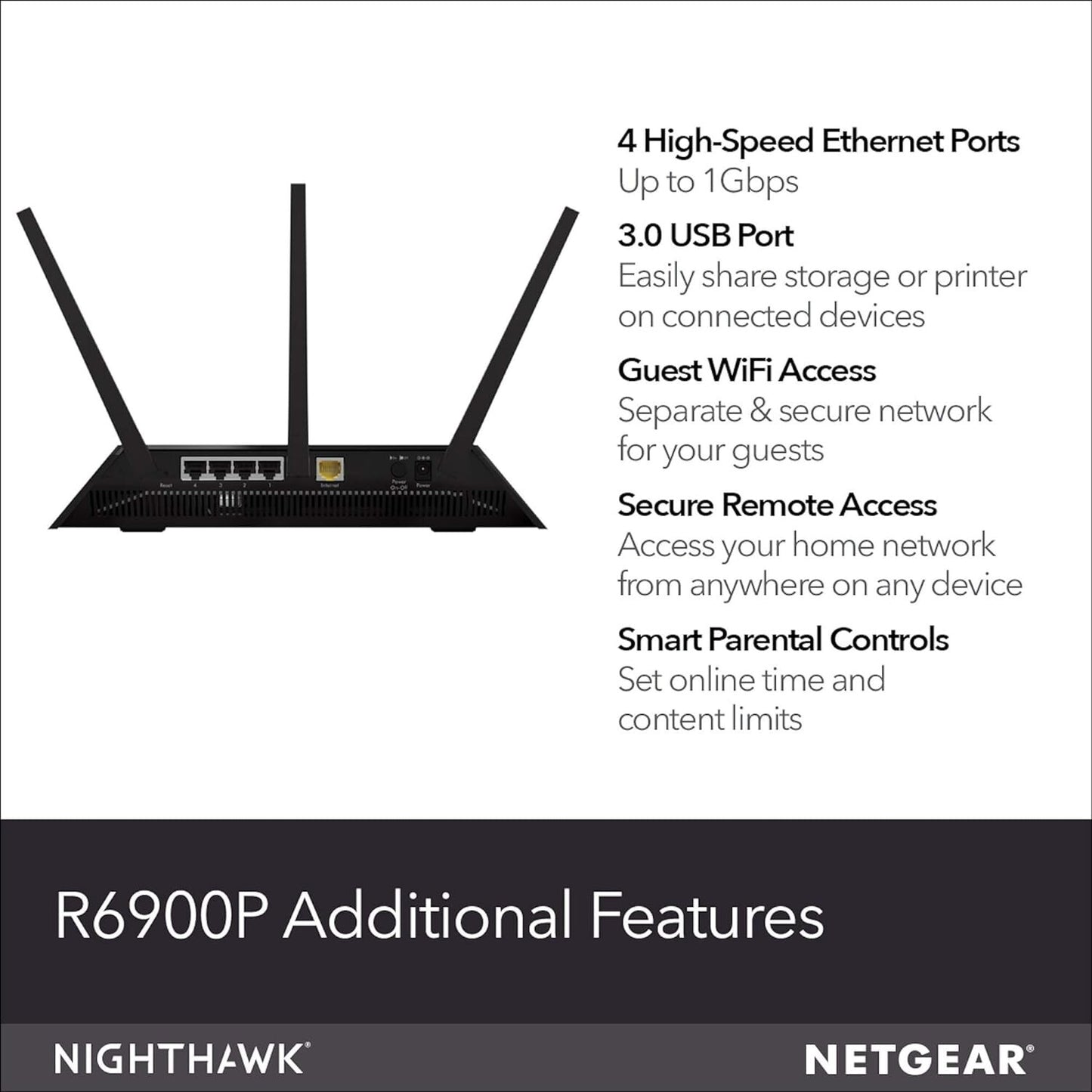 NETGEAR R6900P Nighthawk Smart WiFi Router Wireless Speed