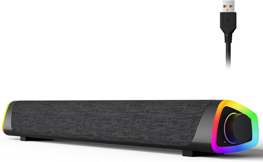 SOULION R30+ Bluetooth Computer Speakers USB Sound Bar w/ LED for PC/Laptop