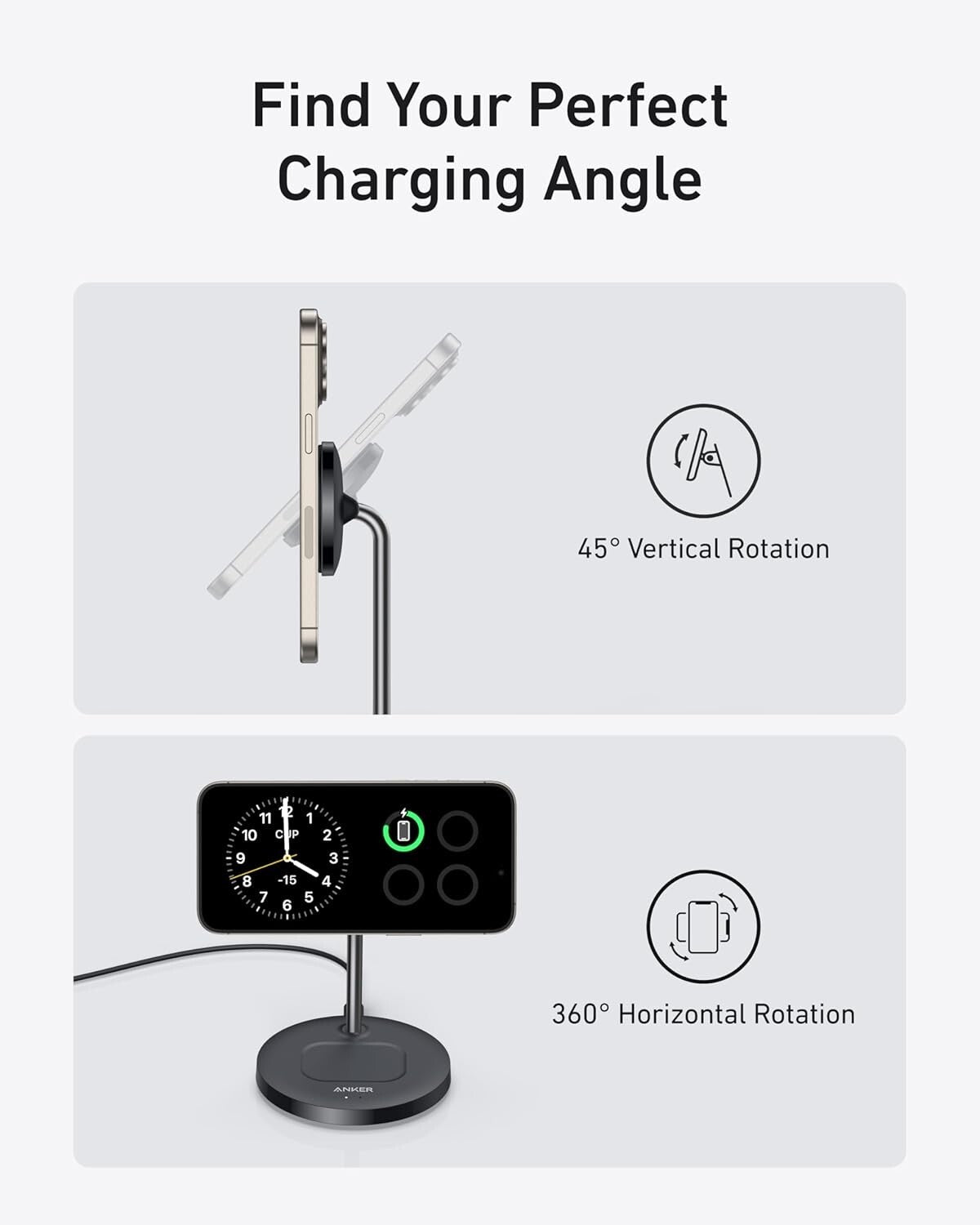15W Fuel Charger Stand 2in1 MagneticMagSafe Wireless Station Qi2