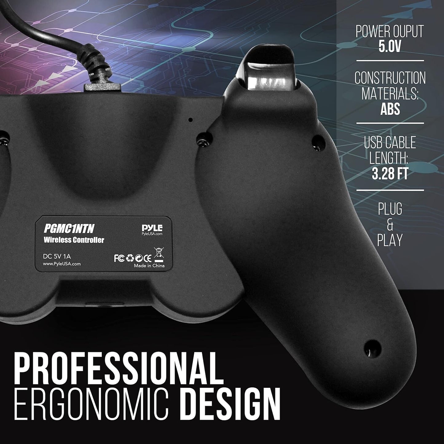 USB LED Gaming Controller Builtin Speaker Connectivity Lights Windows