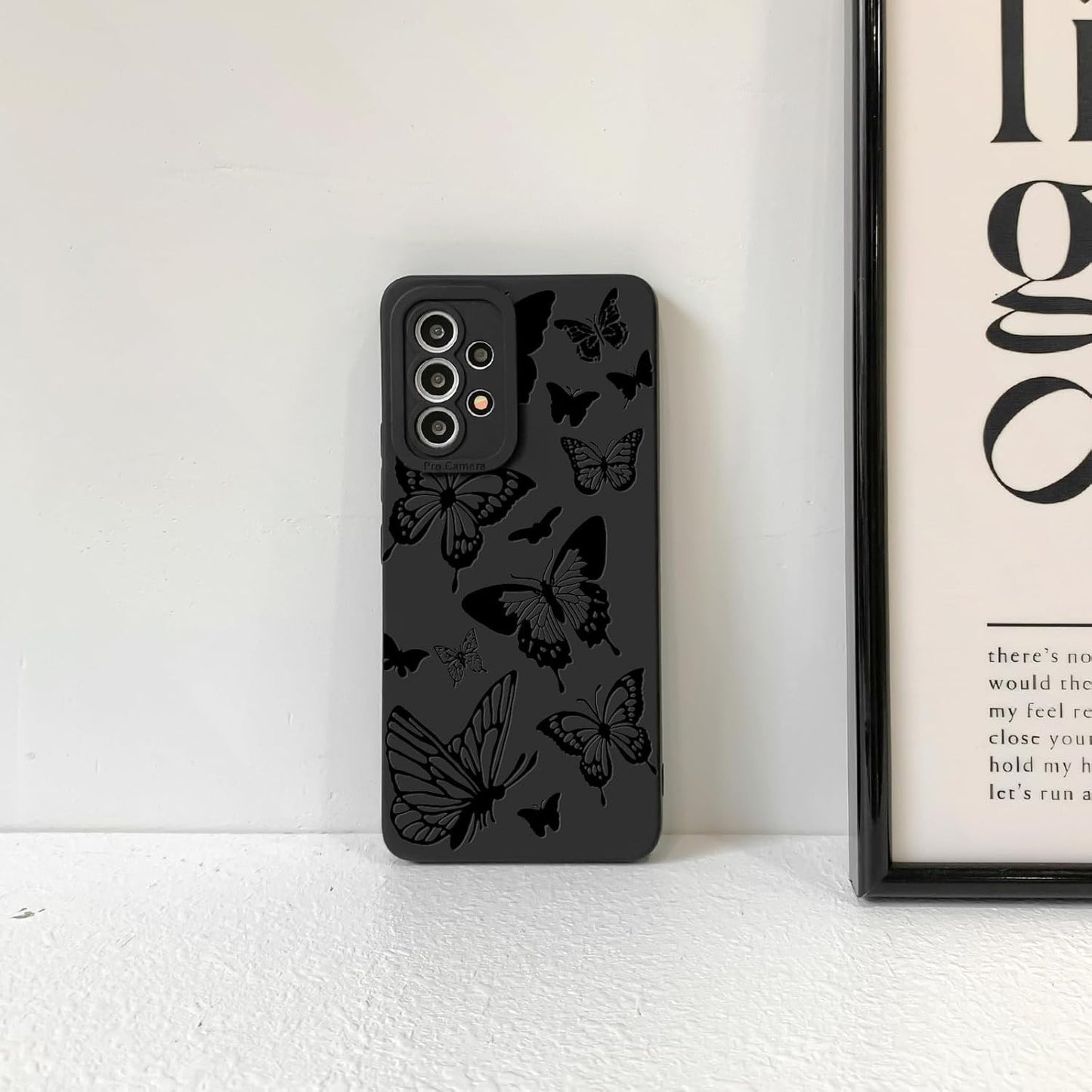 Compatible for Samsung Galaxy A13 4G Case Cute Cool Butterfly with Black Design