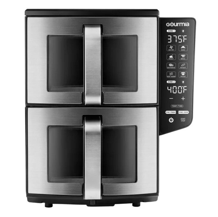 Gourmia Dual Basket Air Fryer Smart Finish 4Layer Cooking