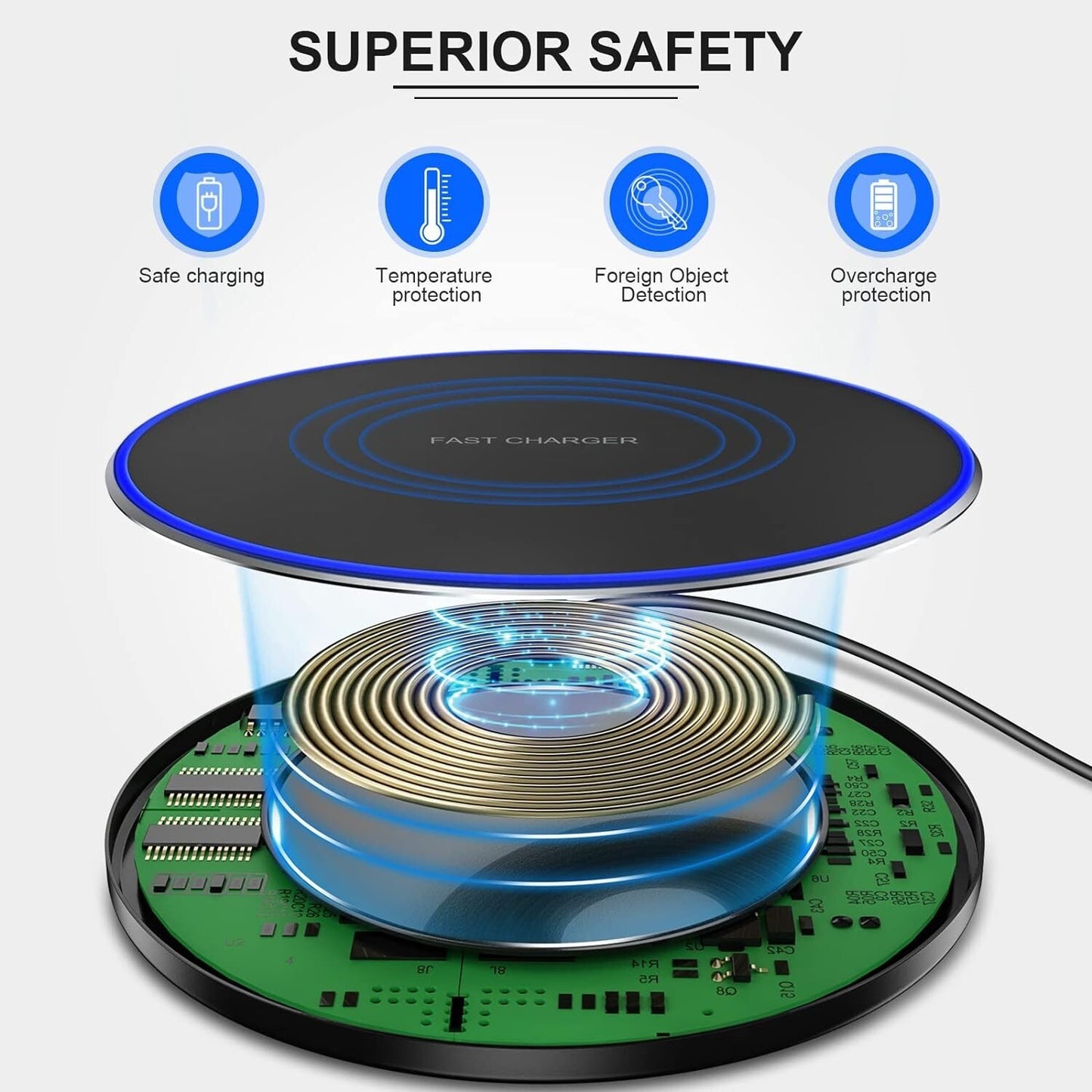 10W Fast Wireless Charger Pad Max Wireless Charging Compatible iPhone 14