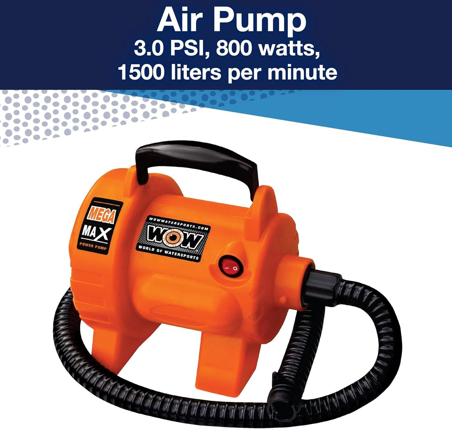 WOW Mega Max Air Pump Electric Inflator for Towables, Boats, Inflatables 3.0 PSI